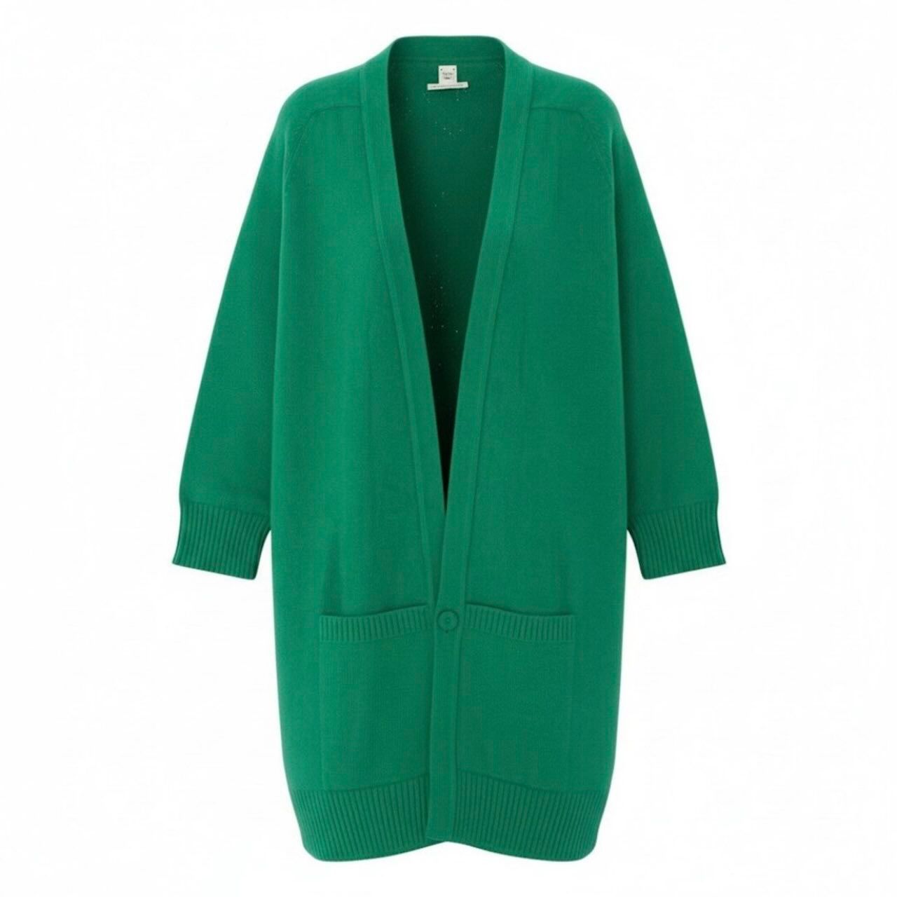 Hermes Logo Green Cashmere Long Cardigan