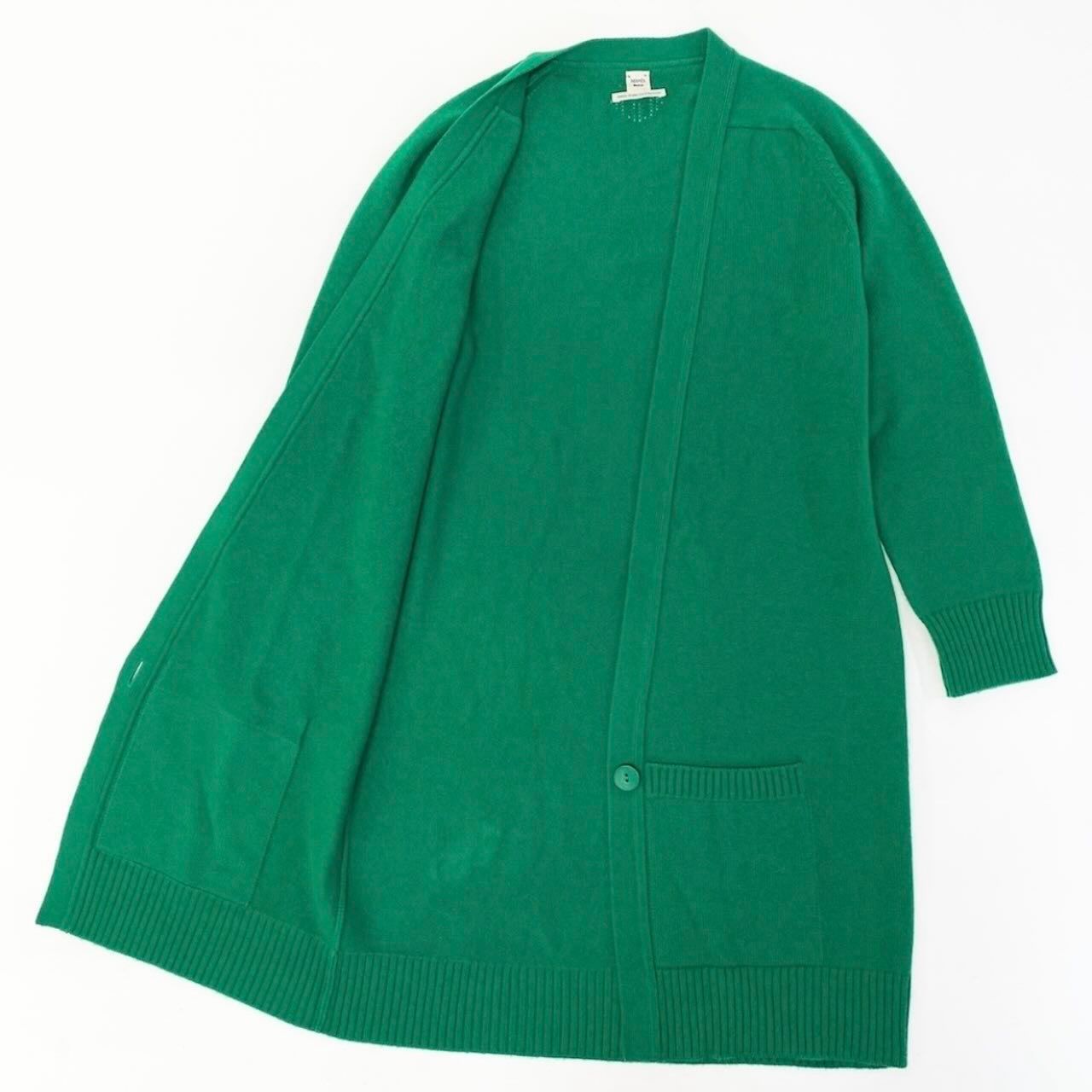 Hermes Logo Green Cashmere Long Cardigan — view 4