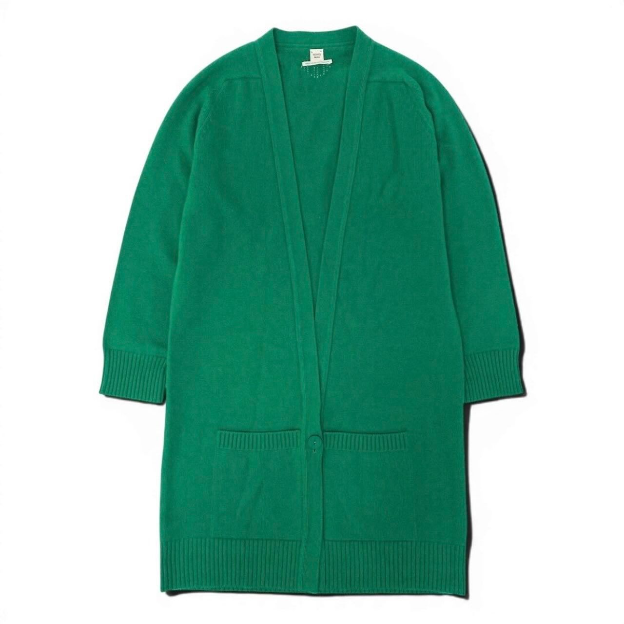 Hermes Logo Green Cashmere Long Cardigan — view 2