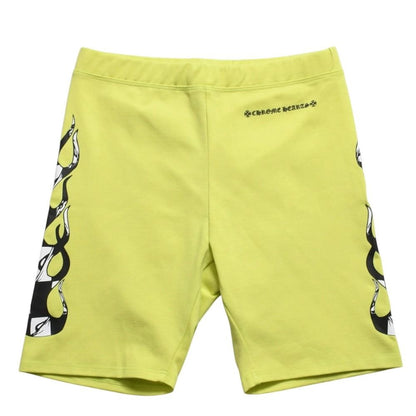 Chrome Hearts Matty Boy Link Biker Shorts Lime Green Cotton