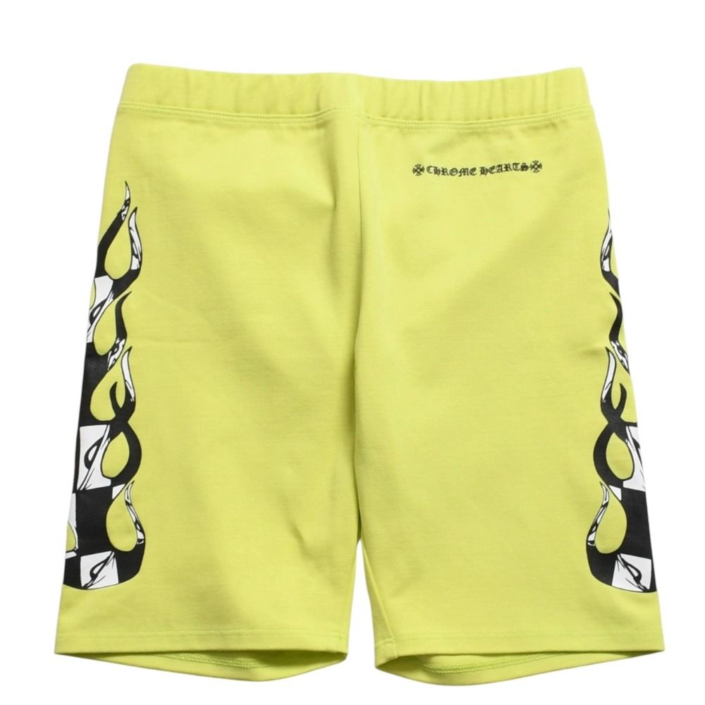 Chrome Hearts Matty Boy Link Biker Shorts Lime Green Cotton