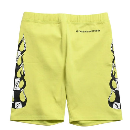 Chrome Hearts Matty Boy Link Biker Shorts Lime Green Cotton