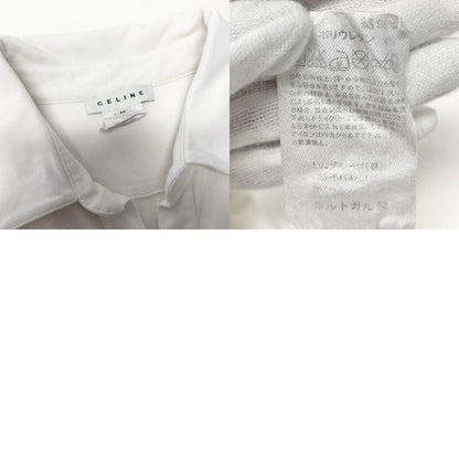 Celine Short Sleeve Carriage Logo Embroidery Puff White Cotton Polyurethane Polo — view 9