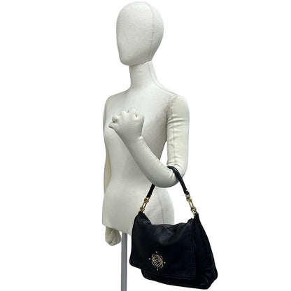 Loewe Vintage Maia Anagram Logo Leather Shoulder Bag Black — view 2