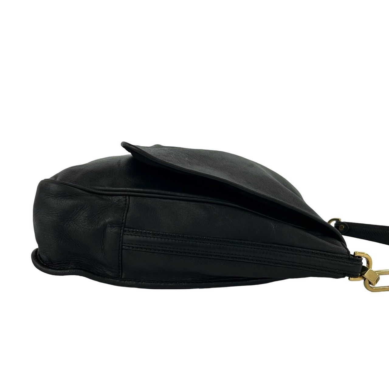 Loewe Vintage Maia Anagram Logo Leather Shoulder Bag Black — view 6