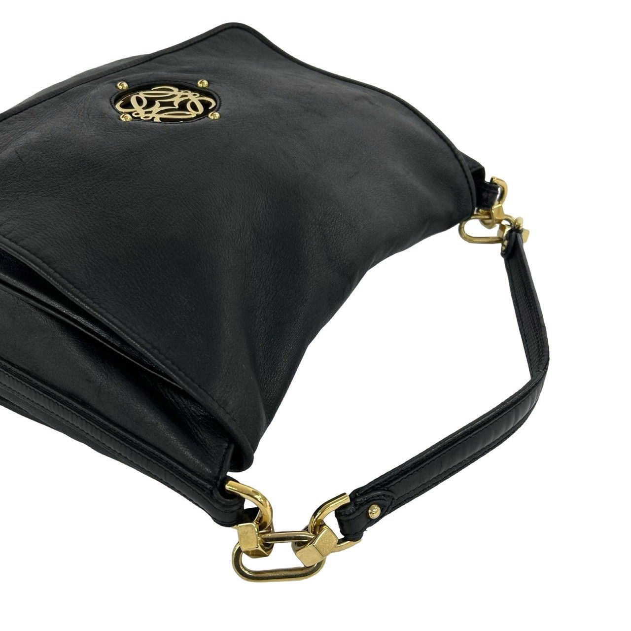 Loewe Vintage Maia Anagram Logo Leather Shoulder Bag Black — view 4
