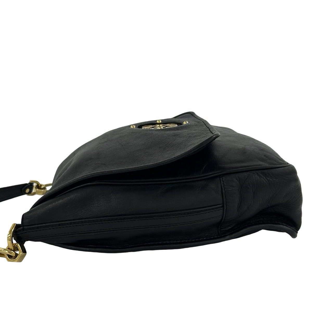 Loewe Vintage Maia Anagram Logo Leather Shoulder Bag Black — view 5