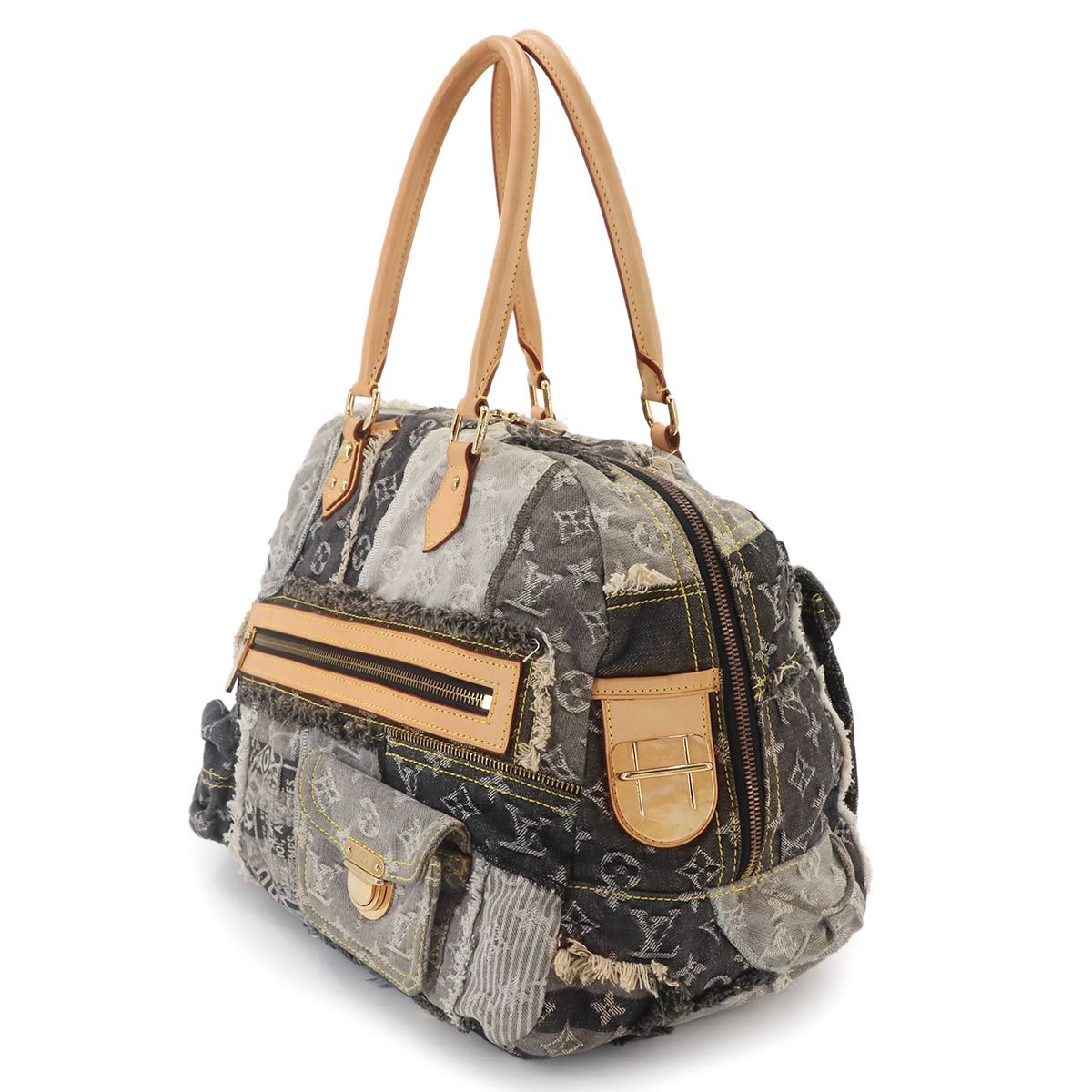 Louis Vuitton Monogram Denim Patchwork Bowie Hand Bag Black — view 3