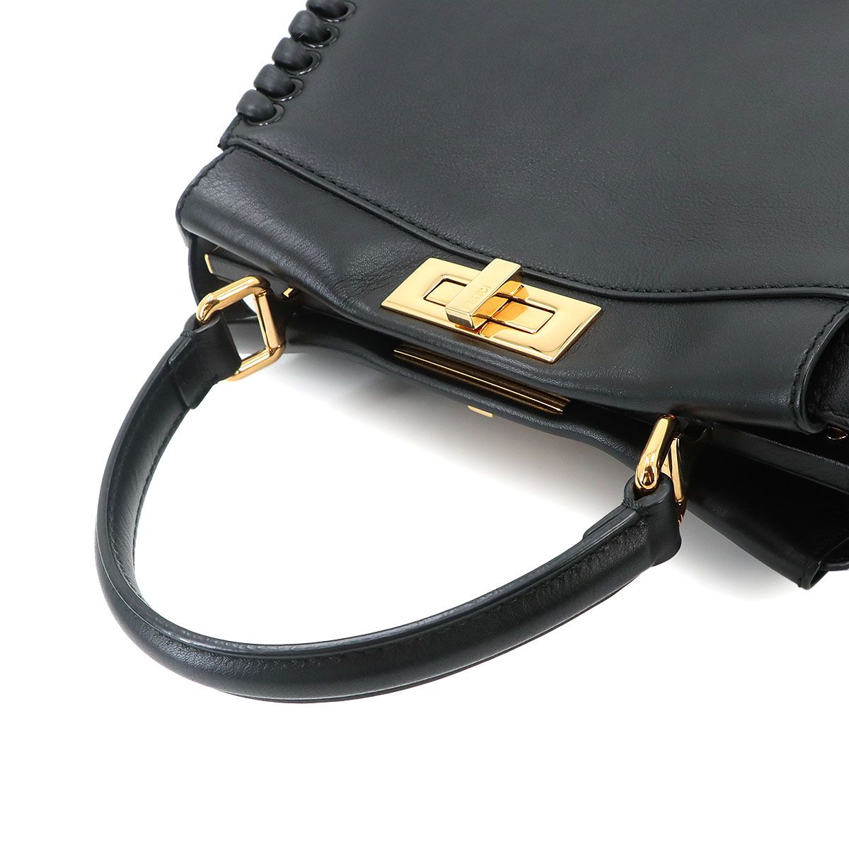 Fendi Peekaboo 2-Way Bag Leather Nero Black Braided — view 6