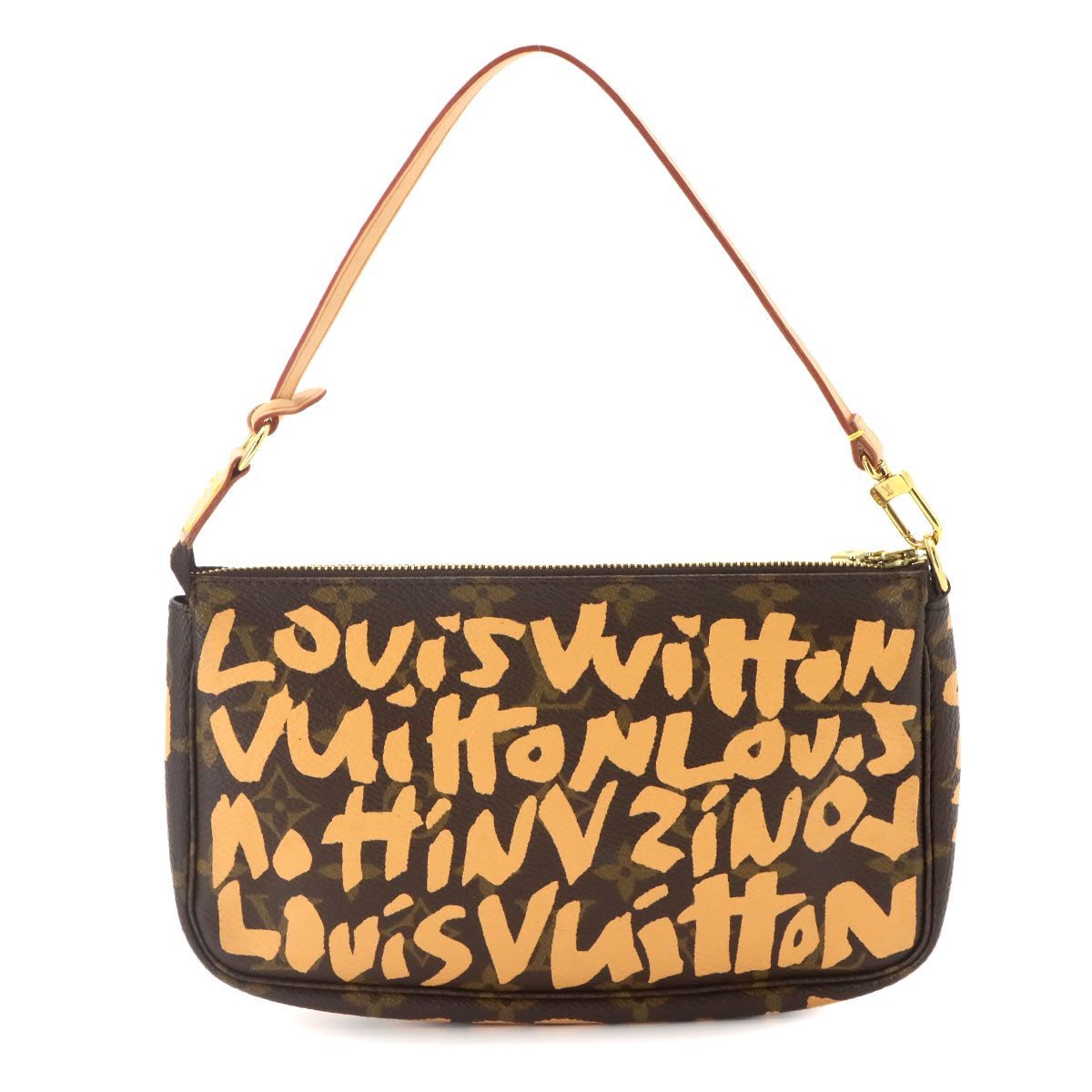 Louis Vuitton Monogram Graffiti Pochette Soir Hand Bag Peach — view 3
