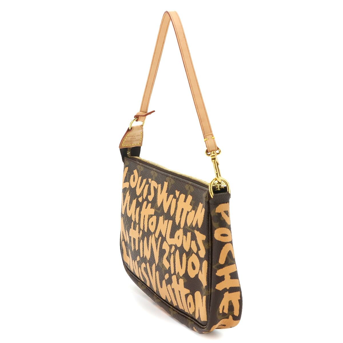 Louis Vuitton Monogram Graffiti Pochette Soir Hand Bag Peach — view 4