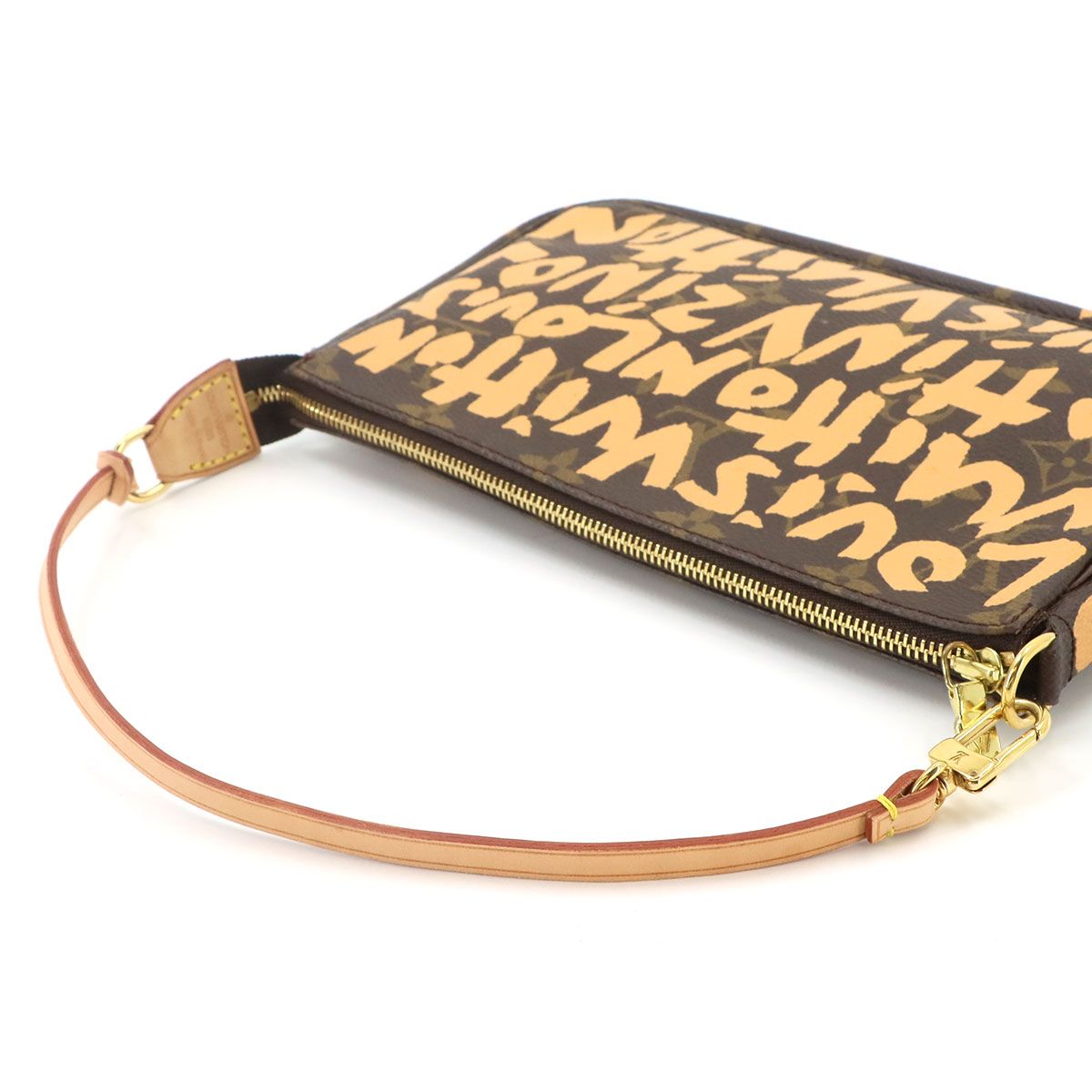 Louis Vuitton Monogram Graffiti Pochette Soir Hand Bag Peach — view 6