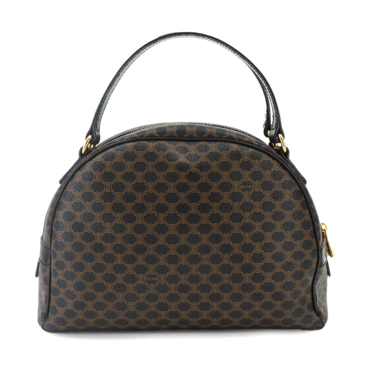 Celine Macadam Hand Bag Leather Black Brown Gold — view 2