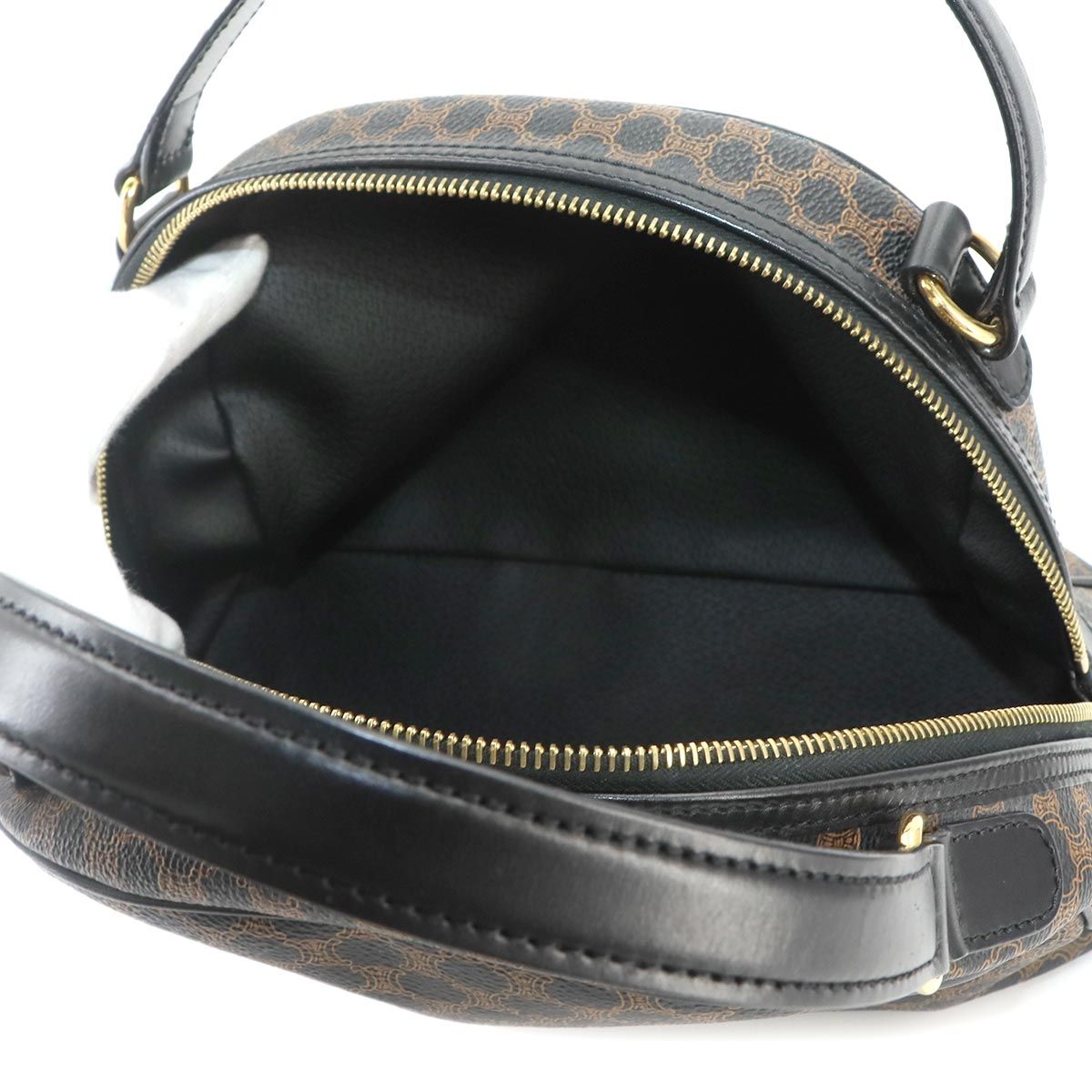 Celine Macadam Hand Bag Leather Black Brown Gold — view 6
