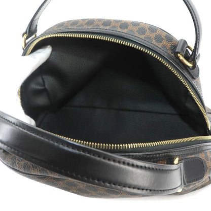 Celine Macadam Hand Bag Leather Black Brown Gold — view 6