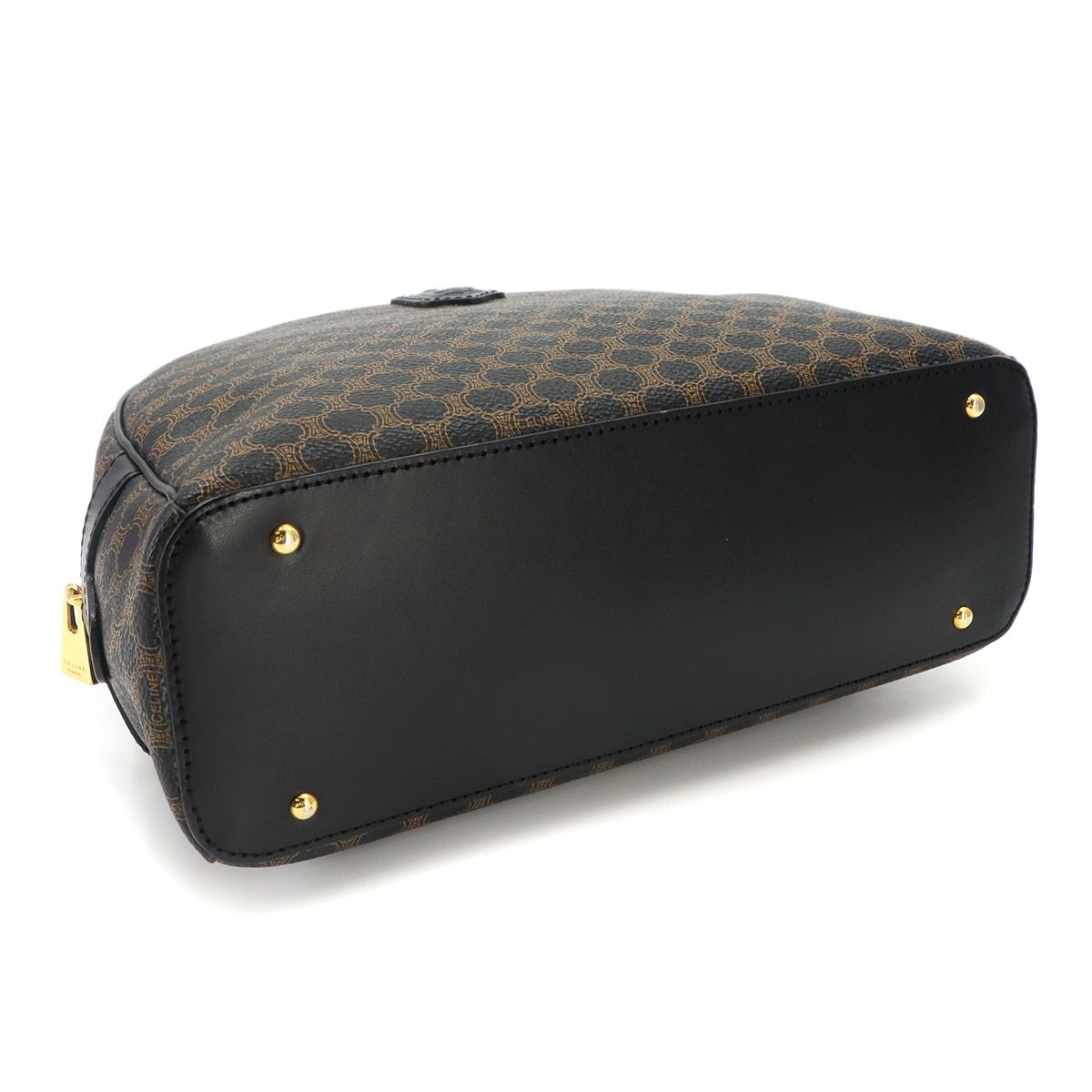 Celine Macadam Hand Bag Leather Black Brown Gold — view 4
