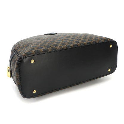 Celine Macadam Hand Bag Leather Black Brown Gold — view 4