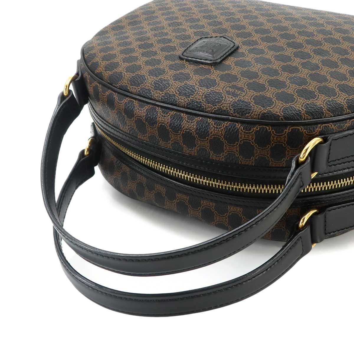 Celine Macadam Hand Bag Leather Black Brown Gold — view 5