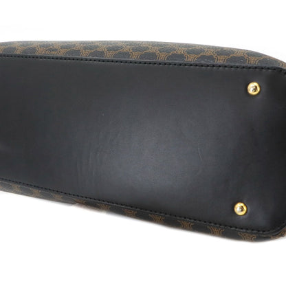 Celine Macadam Hand Bag Leather Black Brown Gold — view 8