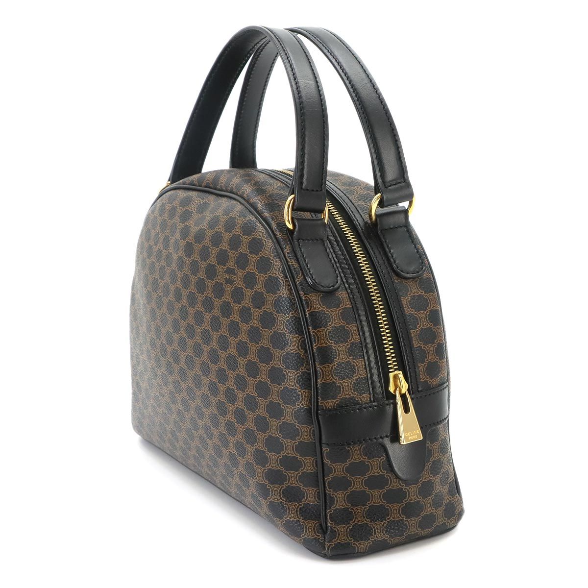Celine Macadam Hand Bag Leather Black Brown Gold — view 3
