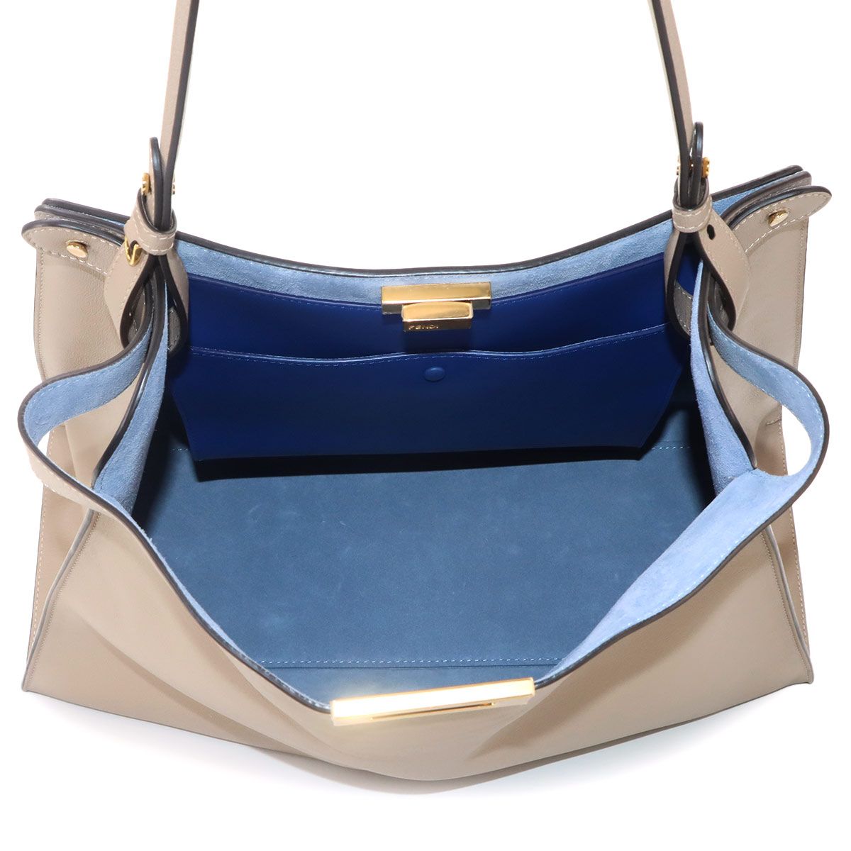 Fendi Large Tote Leather Gray Gold — view 6