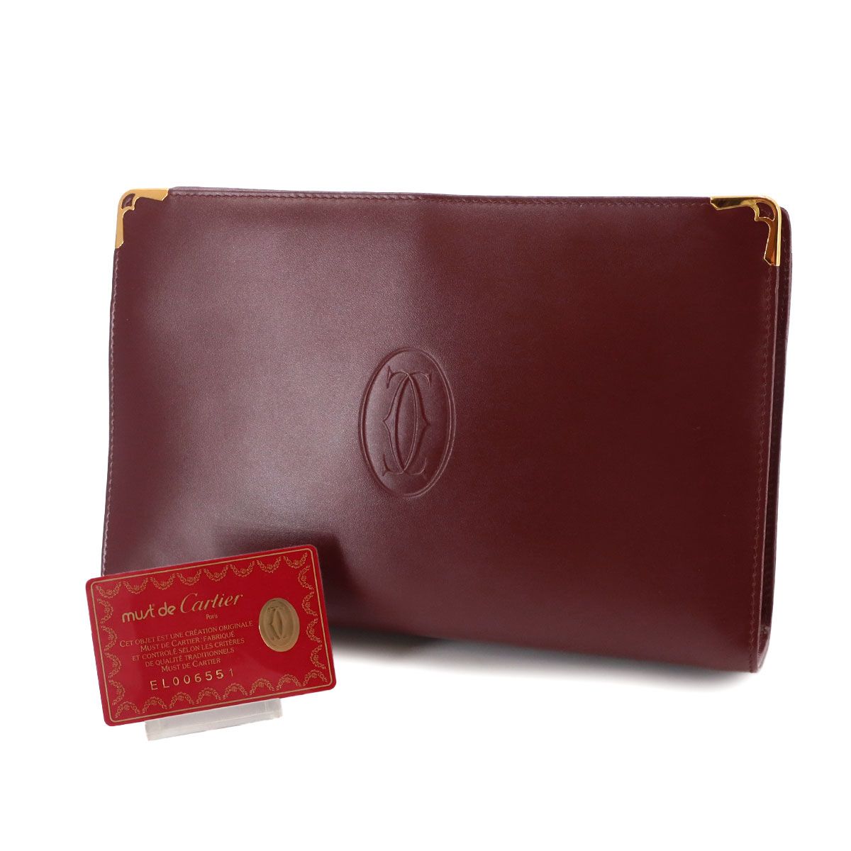 Cartier Must Line Clutch Second Bordeaux Leather Gold — view 2