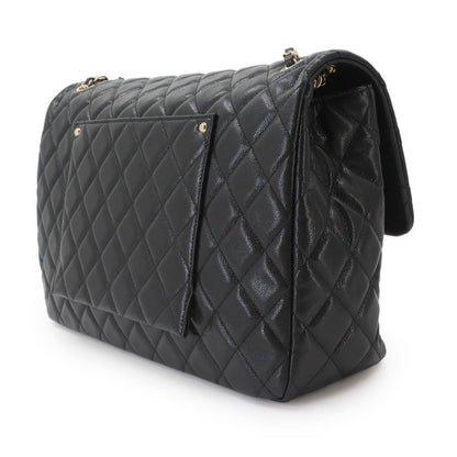Chanel Jumbo Quilted 40 Chain Shoulder Bag Caviar Leather Black — view 4