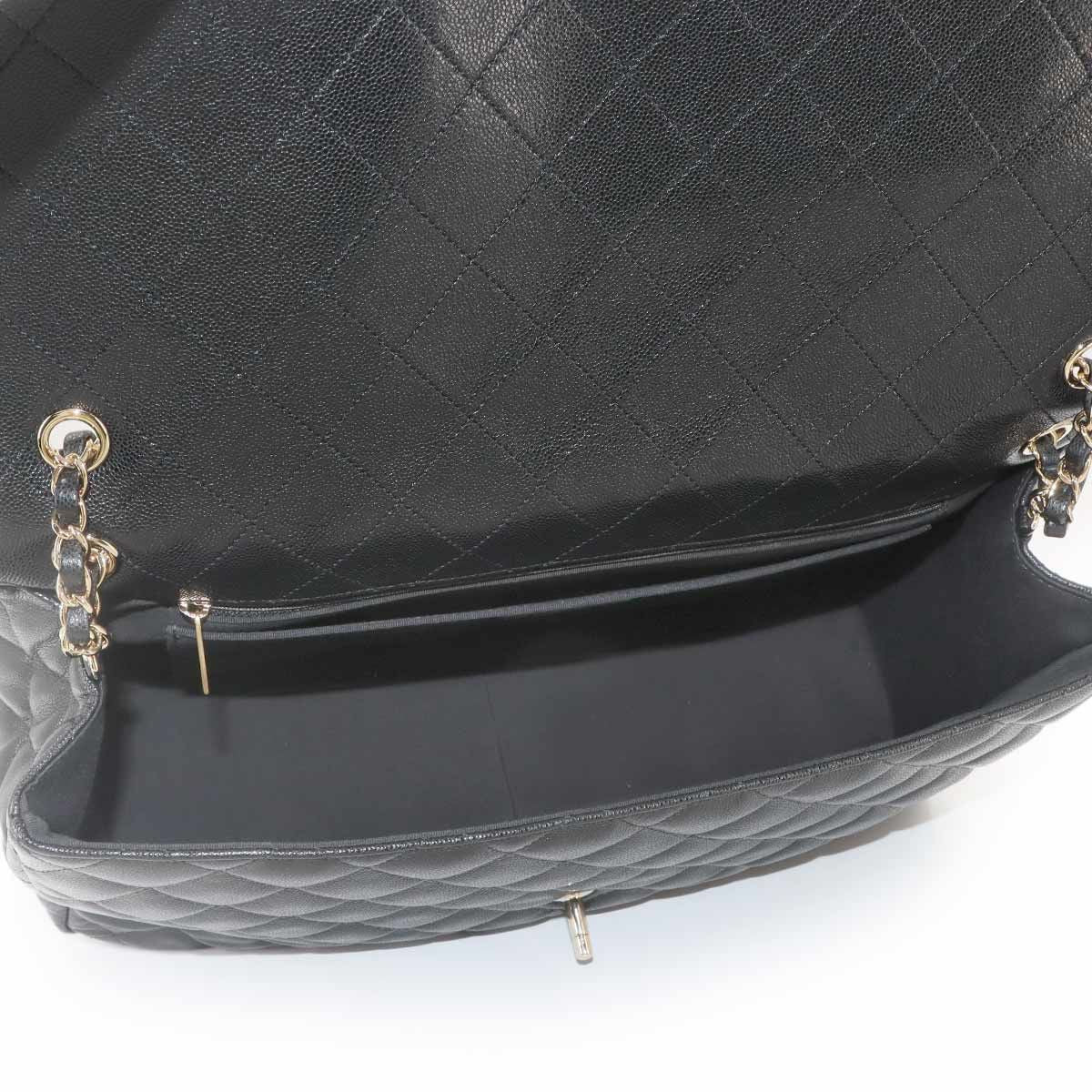 Chanel Jumbo Quilted 40 Chain Shoulder Bag Caviar Leather Black — view 7