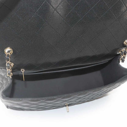 Chanel Jumbo Quilted 40 Chain Shoulder Bag Caviar Leather Black — view 7