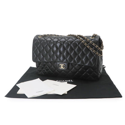 Chanel Jumbo Quilted 40 Chain Shoulder Bag Caviar Leather Black — view 2