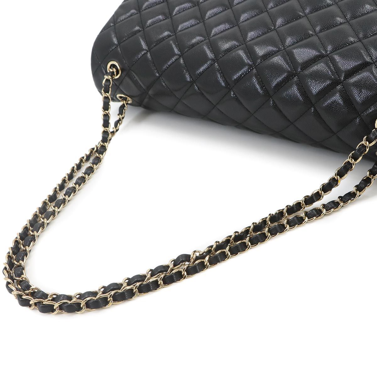 Chanel Jumbo Quilted 40 Chain Shoulder Bag Caviar Leather Black — view 6