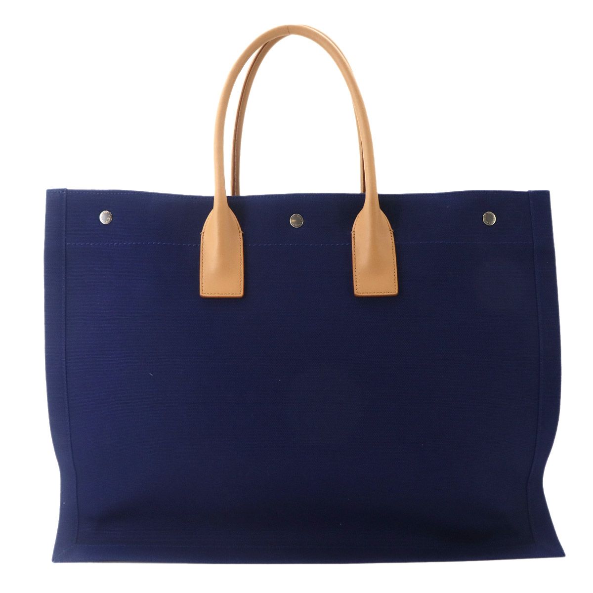 Saint Laurent Large Tote Canvas Navy Beige — view 2