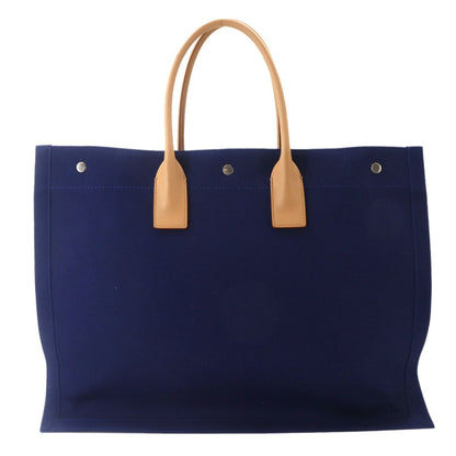 Saint Laurent Large Tote Canvas Navy Beige — view 2