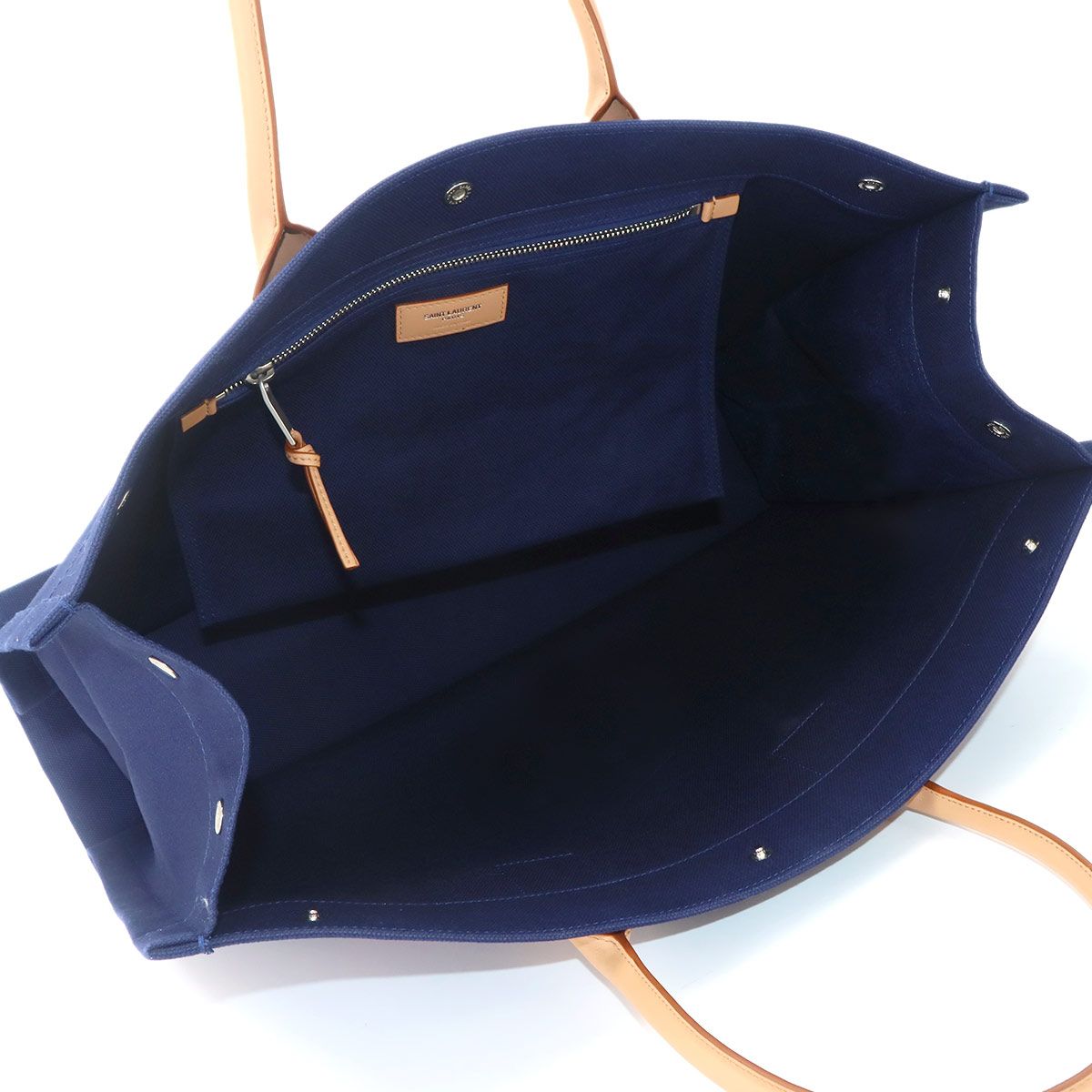 Saint Laurent Large Tote Canvas Navy Beige — view 6