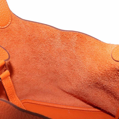 Hermes Picotin Lock MM Hand Bag Taurillon Clemence Orange Silver — view 8