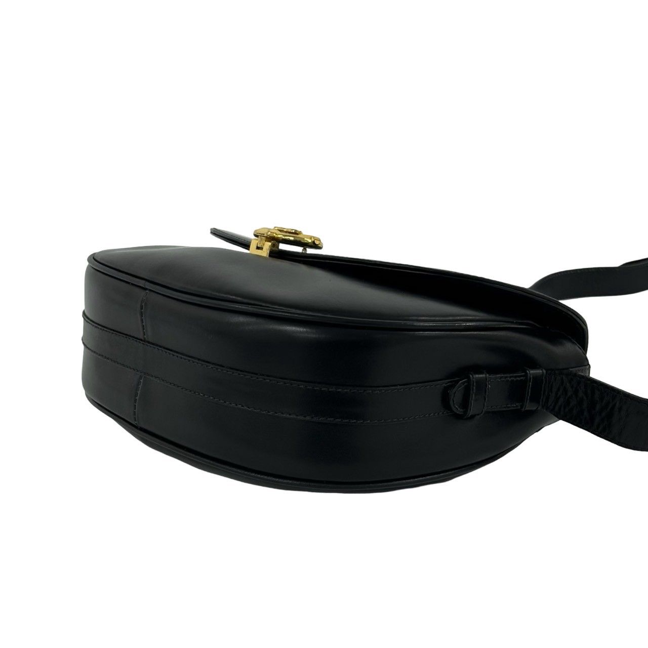 Celine Bagged Vintage Carriage Calf Leather Shoulder Bag Pochette Sakosh Black — view 8