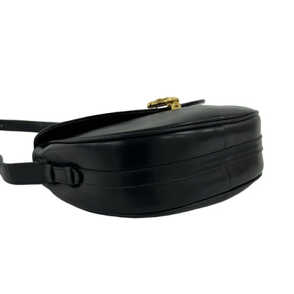 Celine Bagged Vintage Carriage Calf Leather Shoulder Bag Pochette Sakosh Black — view 7