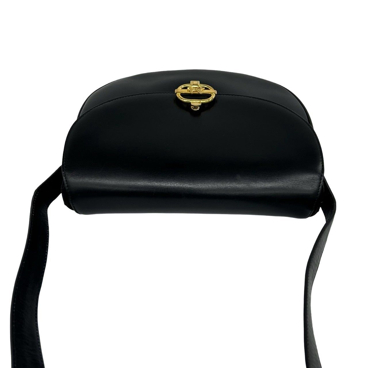 Celine Bagged Vintage Carriage Calf Leather Shoulder Bag Pochette Sakosh Black — view 4