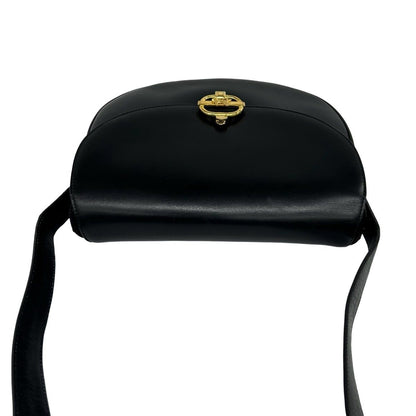 Celine Bagged Vintage Carriage Calf Leather Shoulder Bag Pochette Sakosh Black — view 4