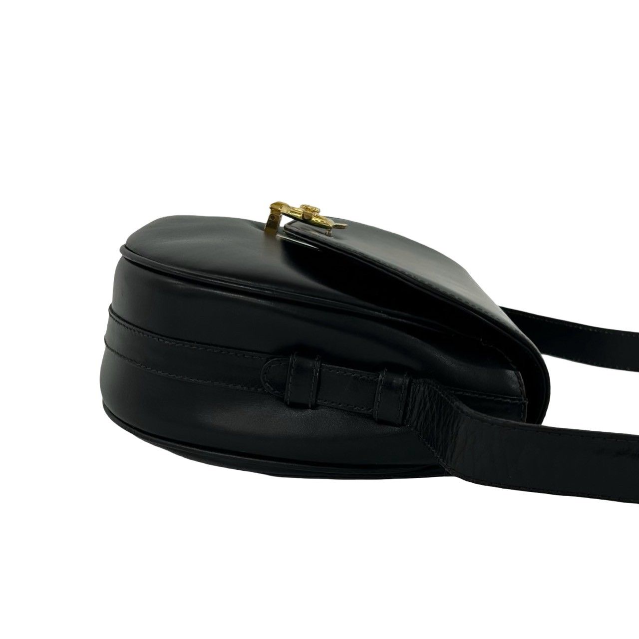 Celine Bagged Vintage Carriage Calf Leather Shoulder Bag Pochette Sakosh Black — view 6