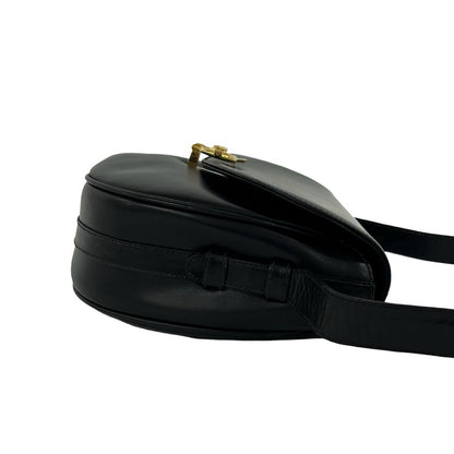 Celine Bagged Vintage Carriage Calf Leather Shoulder Bag Pochette Sakosh Black — view 6