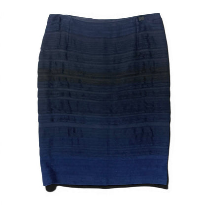 Chanel Gradient Quilted Bag Motif Plate Navy Rayon Knit Skirt