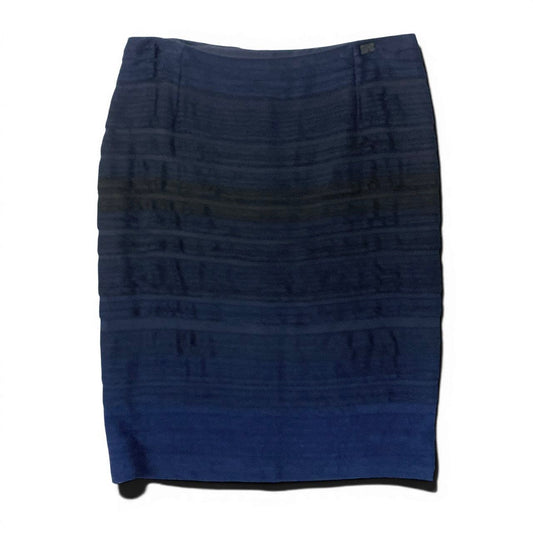 Chanel Gradient Quilted Bag Motif Plate Navy Rayon Knit Skirt