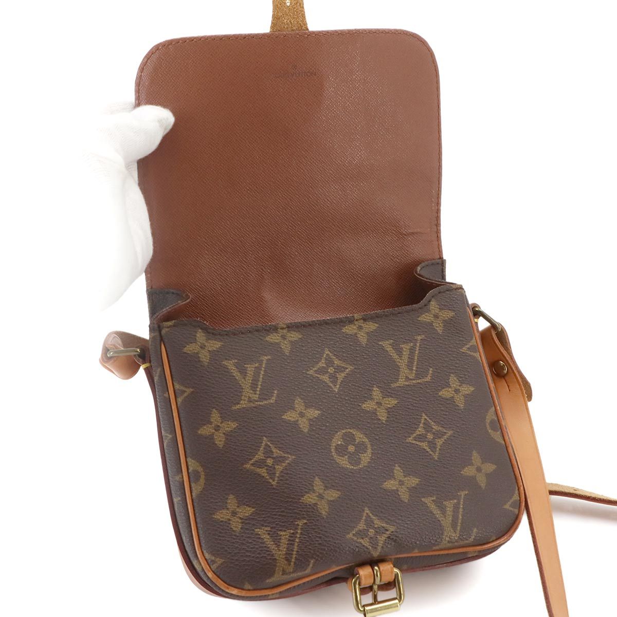 Louis Vuitton Monogram Mini Shoulder Bag Brown Cartouchiere — view 6