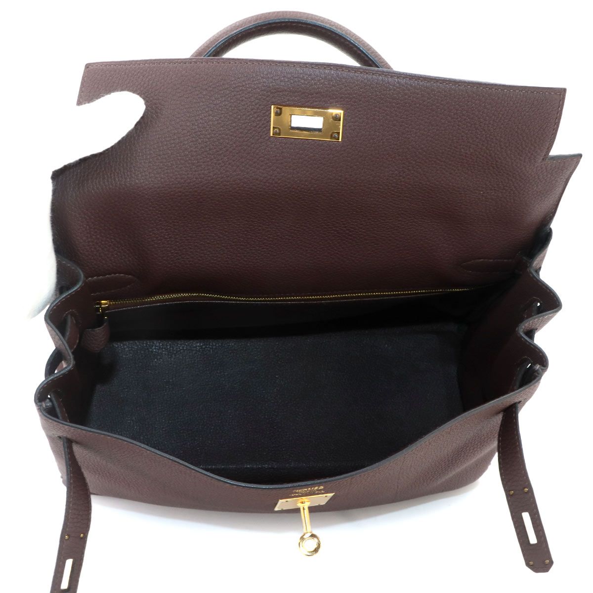 Hermes Kelly 32 Togo Chocolate 2-Way Bag Retourne Gold — view 6