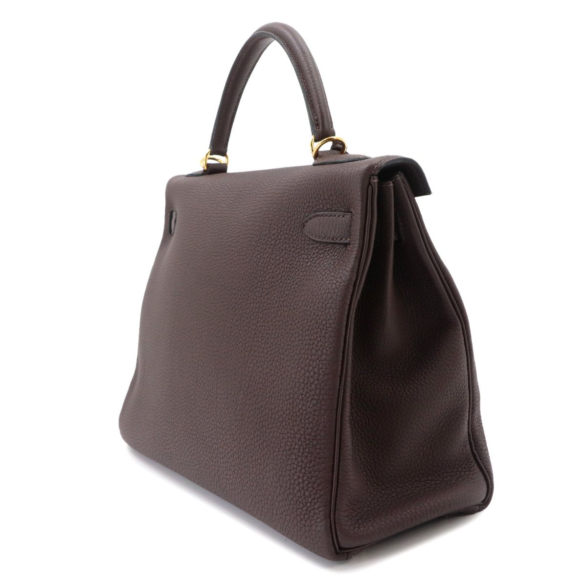 Hermes Kelly 32 Togo Chocolate 2-Way Bag Retourne Gold — view 3