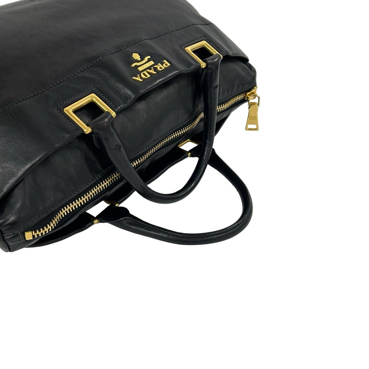 Prada Bagged Logo Leather 2-Way Shoulder Bag Mini Black — view 4