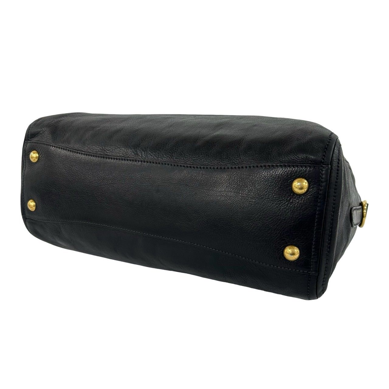 Prada Bagged Logo Leather 2-Way Shoulder Bag Mini Black — view 8