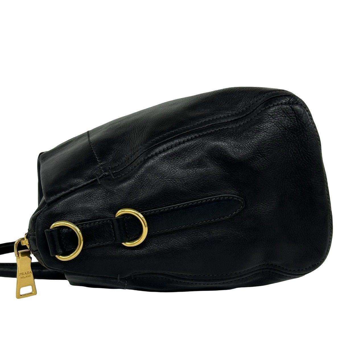 Prada Bagged Logo Leather 2-Way Shoulder Bag Mini Black — view 5