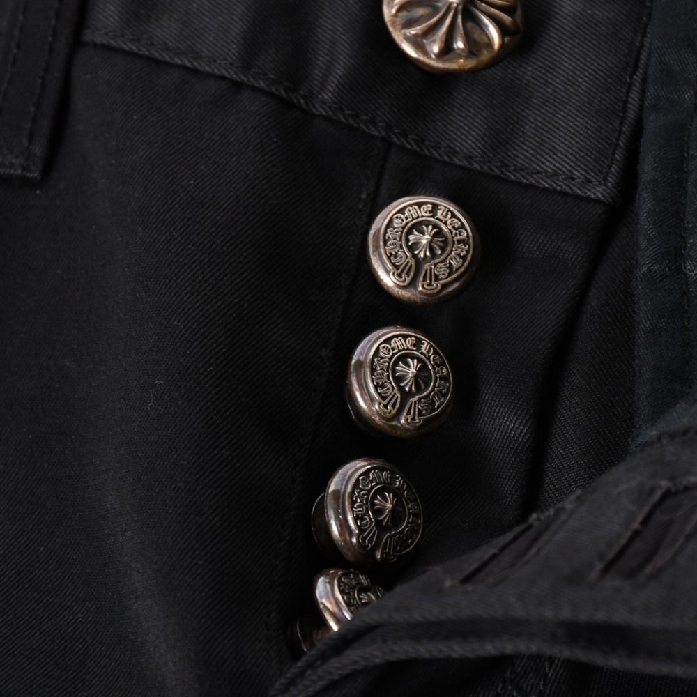 Chrome Hearts Cross Ball Button Chino Pants 32 Scroll Label Black Silver 4 — view 7